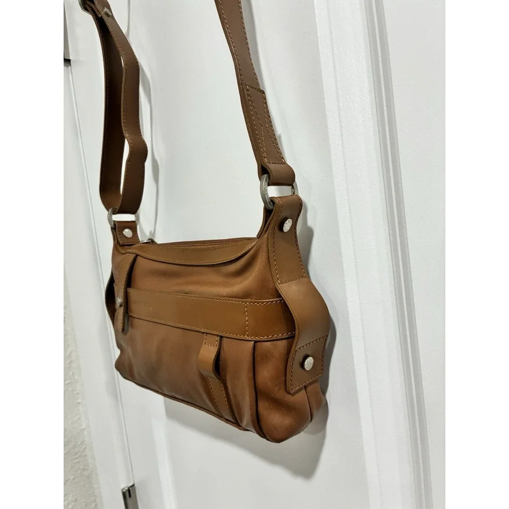 Lancel Light Brown Leather Shoulder Hobo Bag Made In France